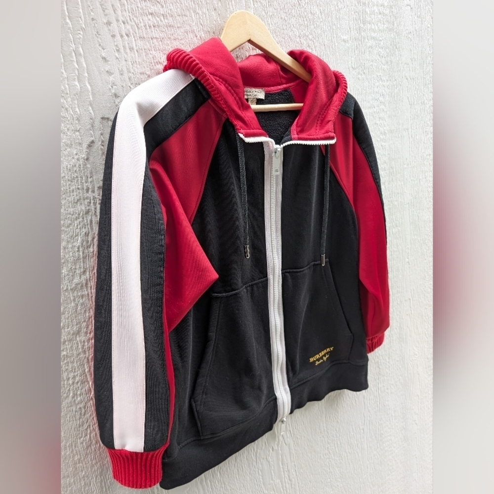 Burberry Full Zip Colorblock Chunky Oversized Full Zip Hoodie Women's Size 2 - Picture 4 of 9